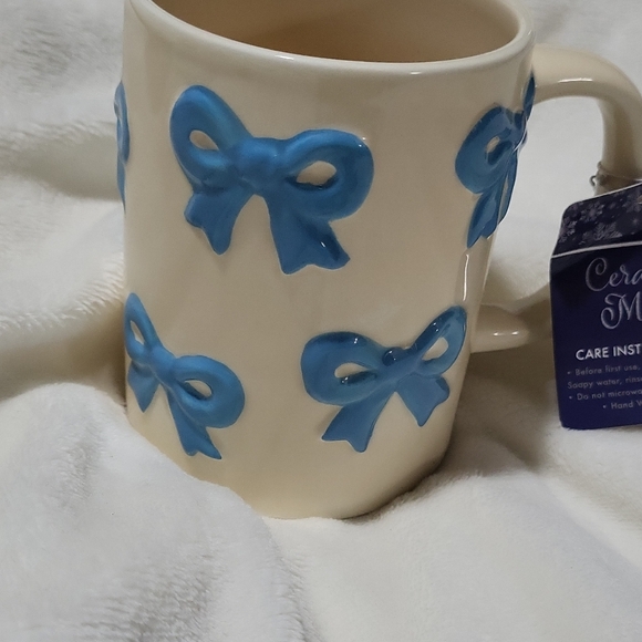 Ceramic Mug with Blue Bow Accents - Picture 8 of 9